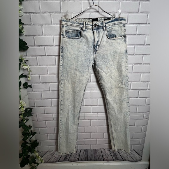 91 COTTON ON Vintage Acid Wash Skinny Jeans Light Wash Retro 90s Y2K/size 32 - Picture 1 of 8